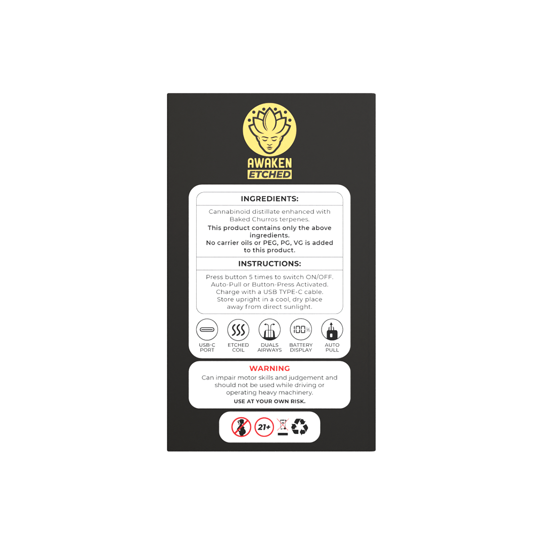 1ml Baked Churros Etched Disposable Vape