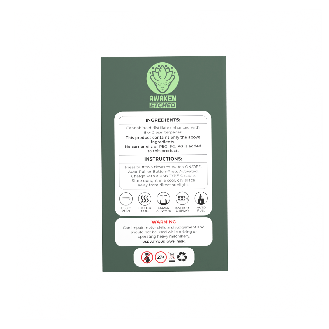 1ml Bio-Diesel Etched Disposable Vape