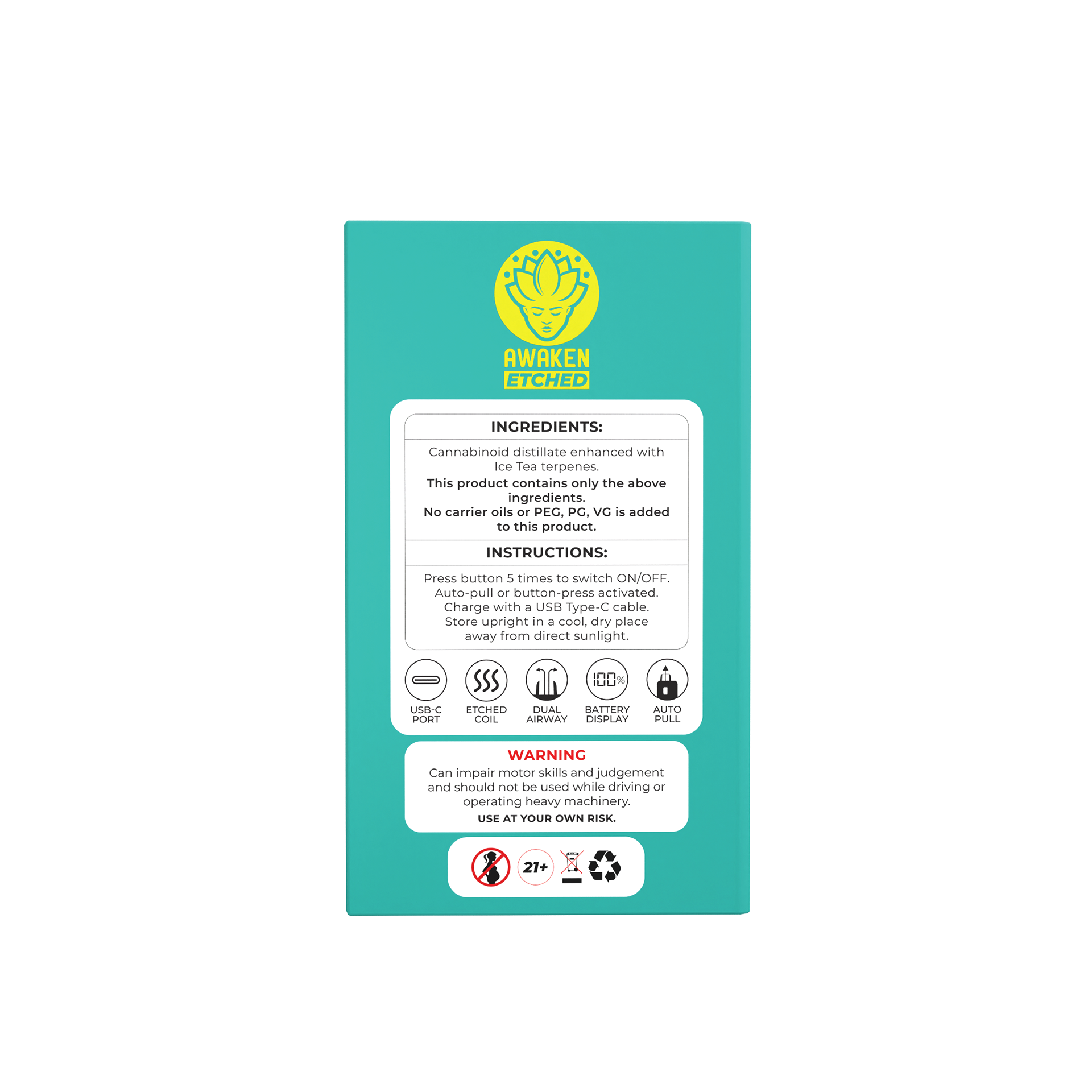 1ml Ice Tea Etched Disposable Vape